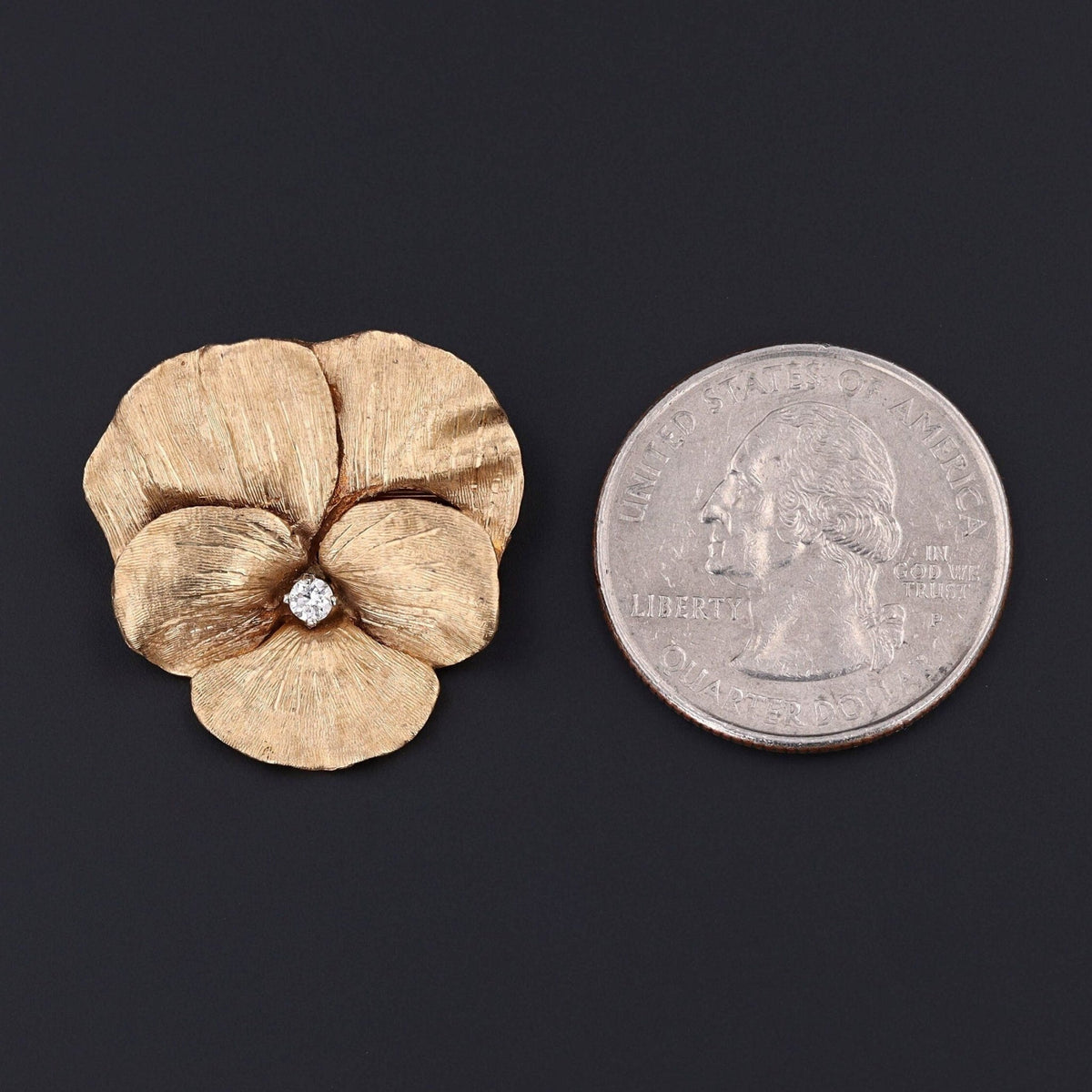 Gold Pansy Brooch | Flower Pin - Trademark Antiques