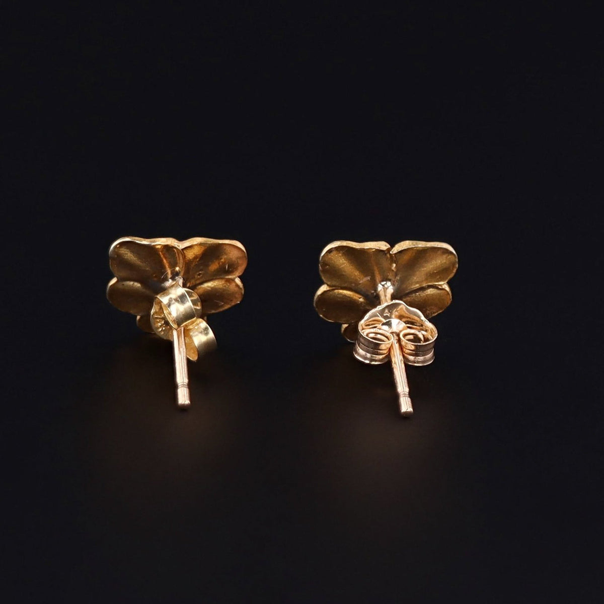 Gold Pansy Earrings | Antique Flower Earrings - Trademark Antiques