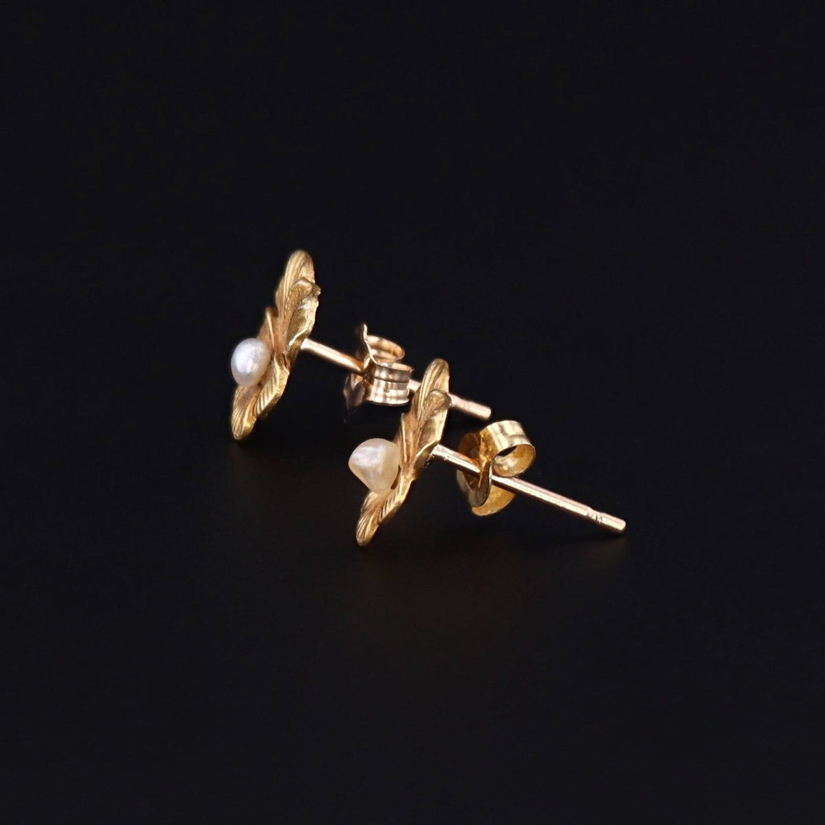 Gold Pansy Earrings | Antique Flower Earrings - Trademark Antiques