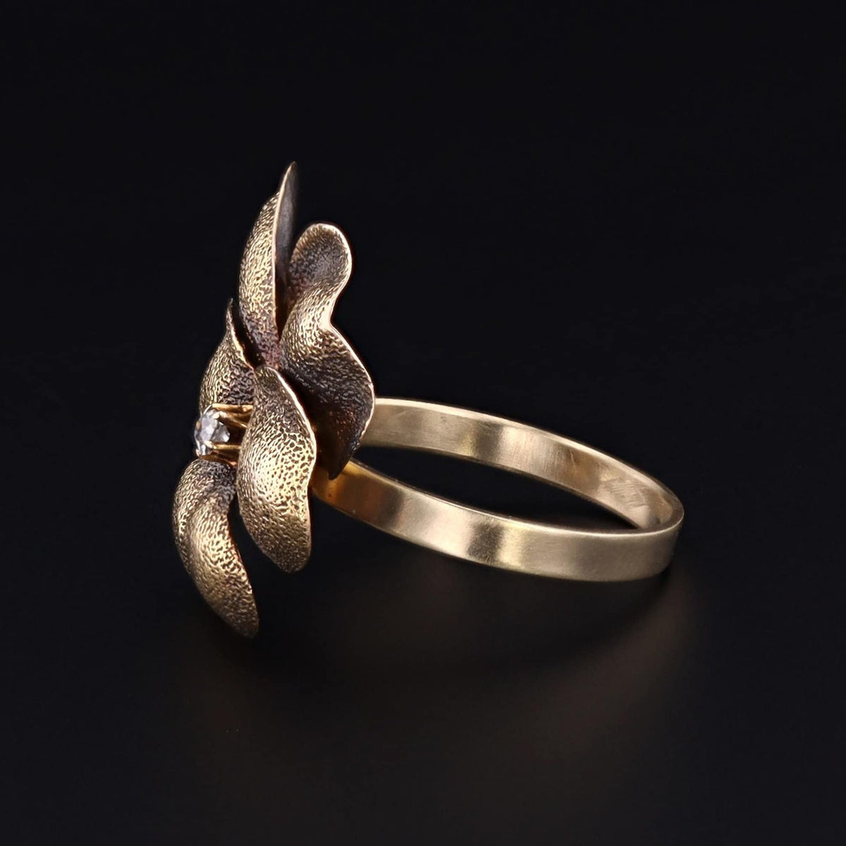 Gold Pansy Ring | Diamond Flower Ring - Trademark Antiques