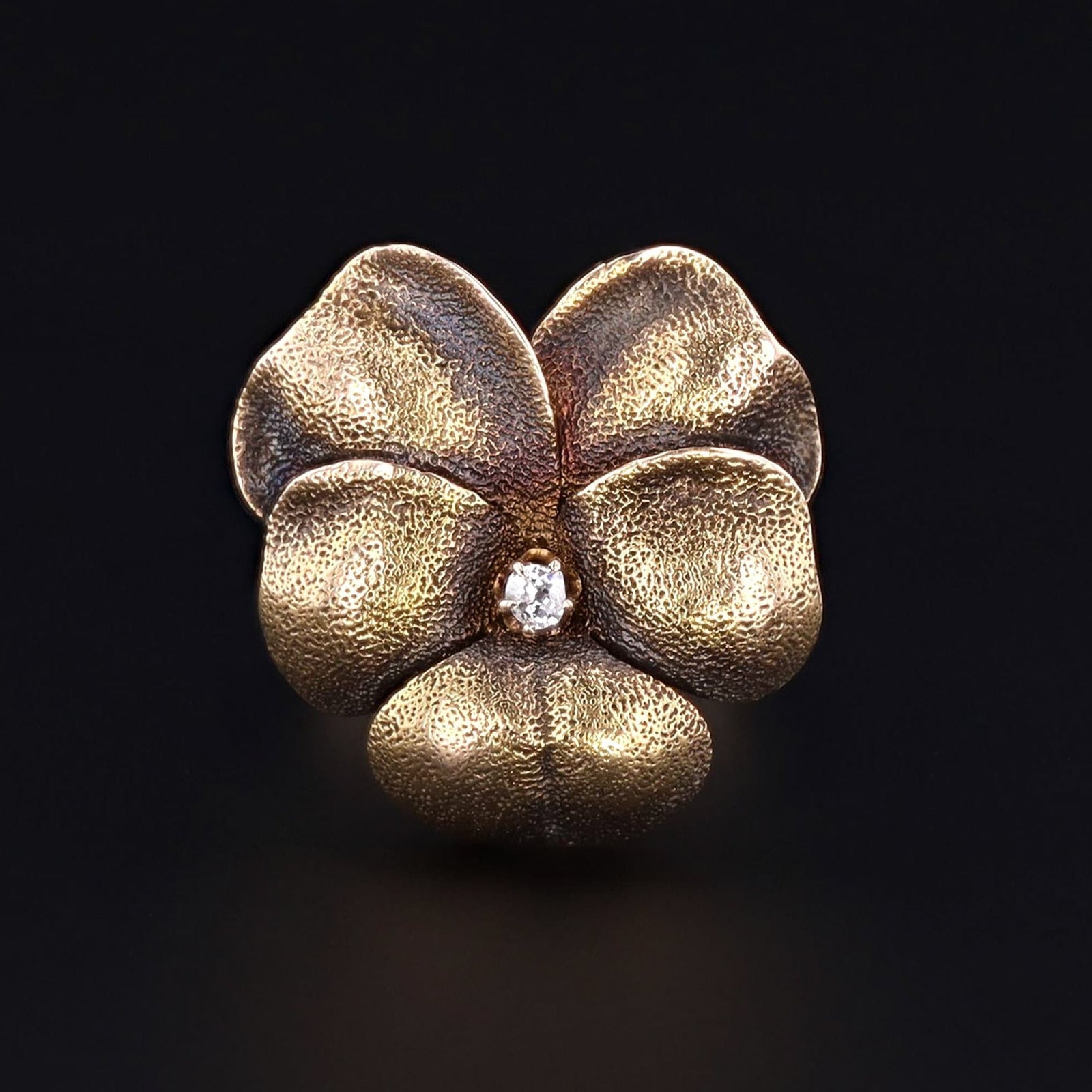 Gold Pansy Ring | Diamond Flower Ring - Trademark Antiques