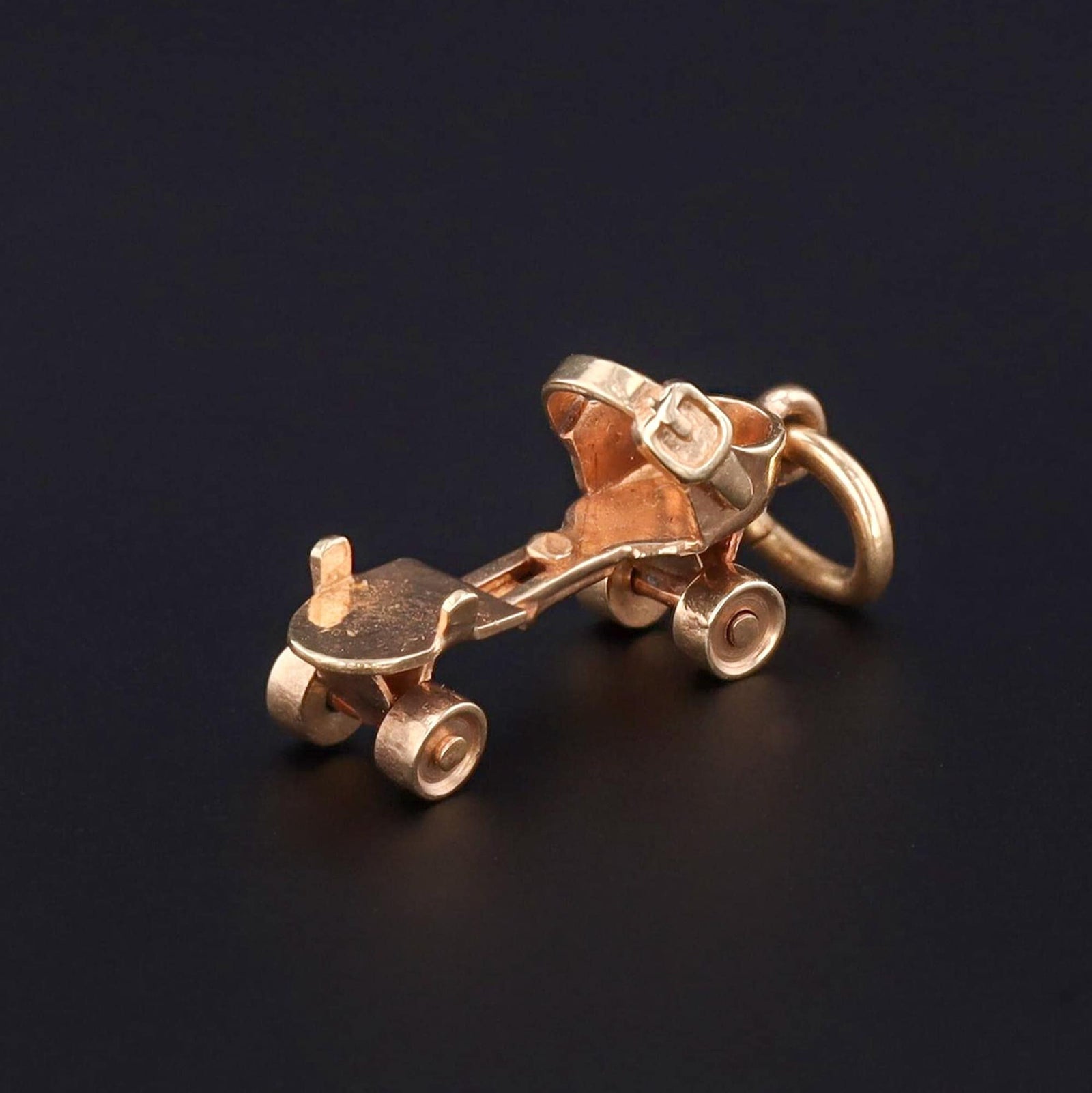 Gold Roller Skate Charm | Vintage Skate Charm - Trademark Antiques