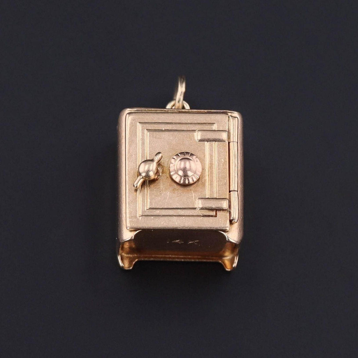 Gold Safe With Ruby Ring Charm | Vintage Safe Charm - Trademark Antiques