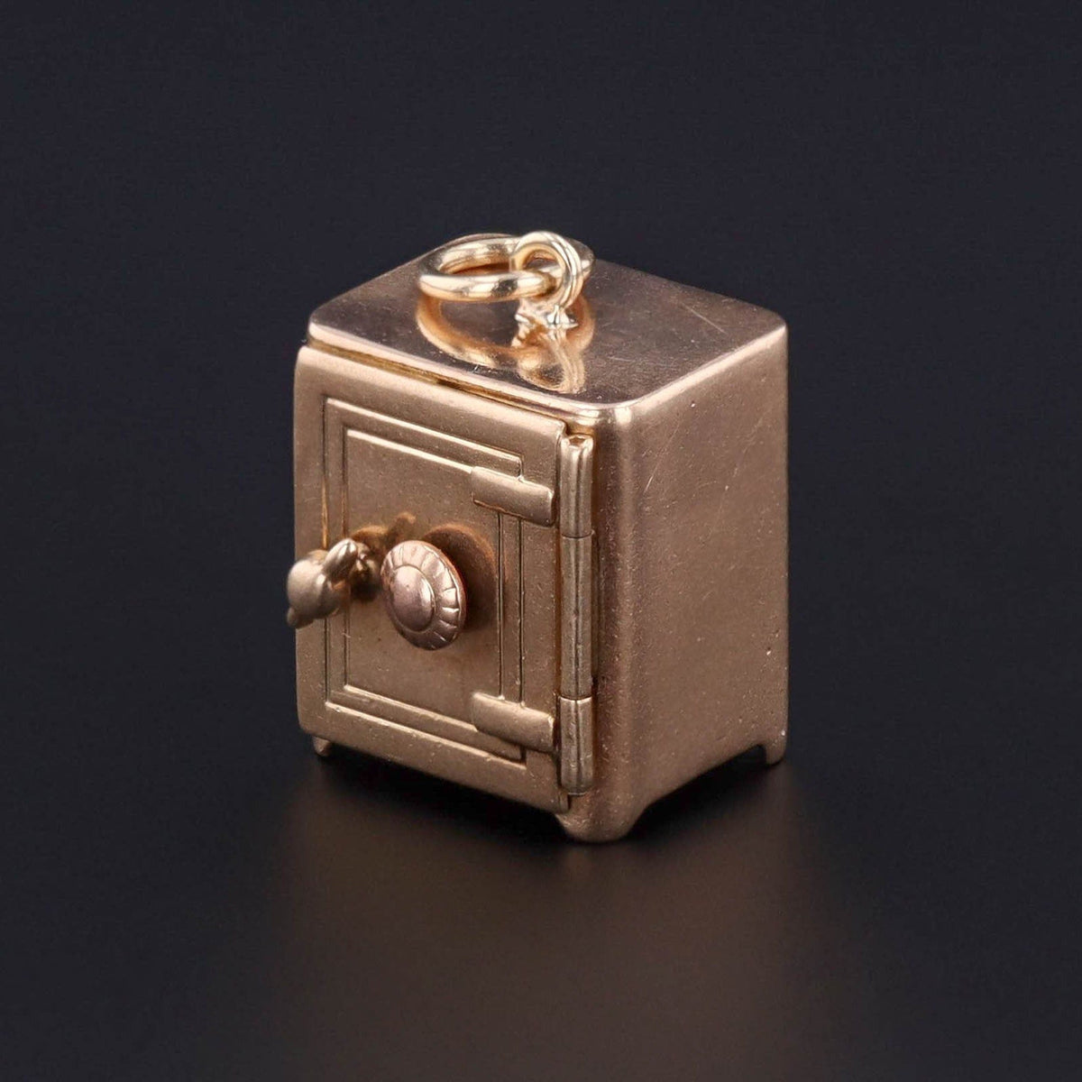 Gold Safe With Ruby Ring Charm | Vintage Safe Charm - Trademark Antiques