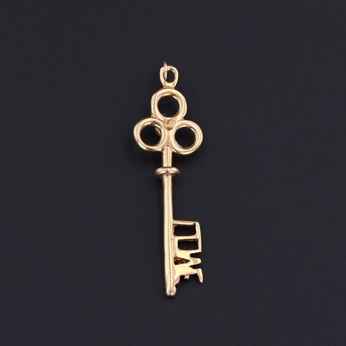 Gold Skeleton Key Pendant | 14k Gold Key Pendant - Trademark Antiques