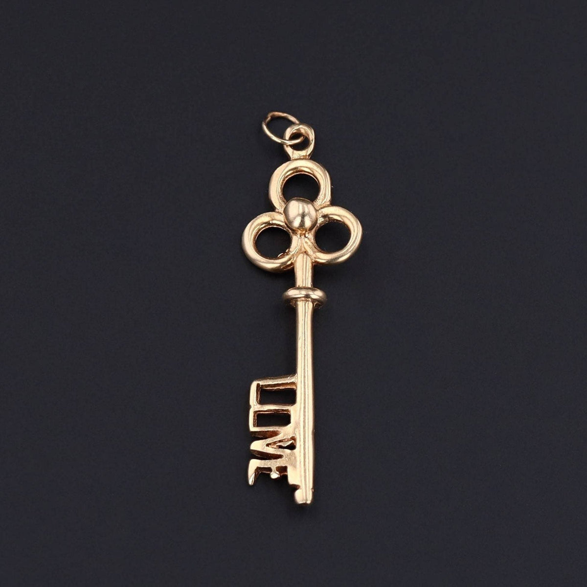 Gold Skeleton Key Pendant | 14k Gold Key Pendant - Trademark Antiques