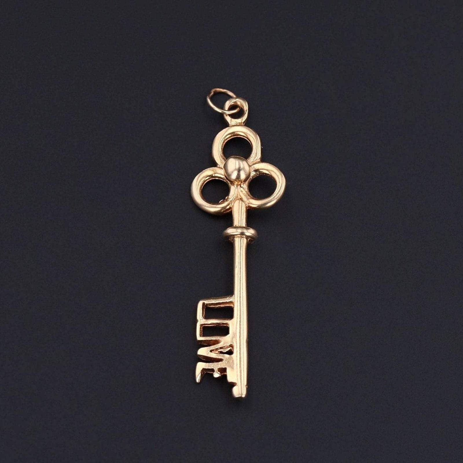 Gold Skeleton Key Pendant | 14k Gold Key Pendant - Trademark Antiques