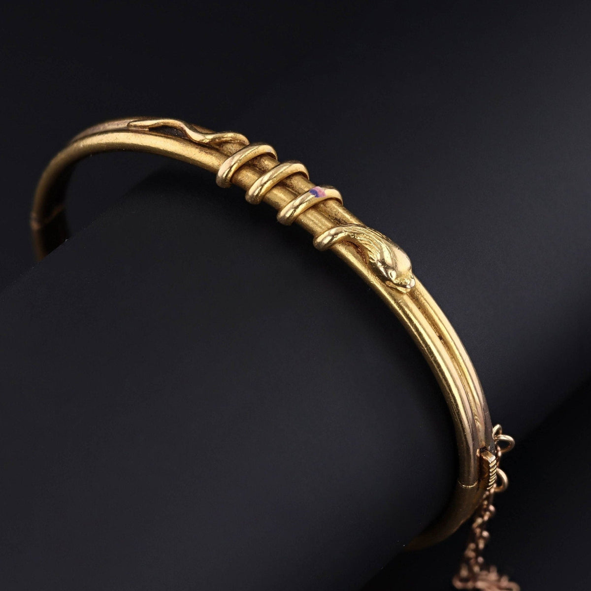 Gold Snake Bracelet | Antique Gold Bangle Bracelet - Trademark Antiques