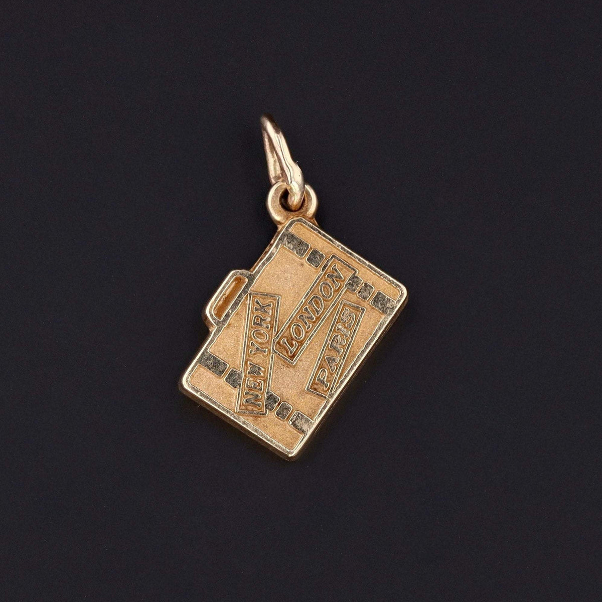 Gold Suitcase Charm | Vintage Gold Suitcase Charm - Trademark Antiques