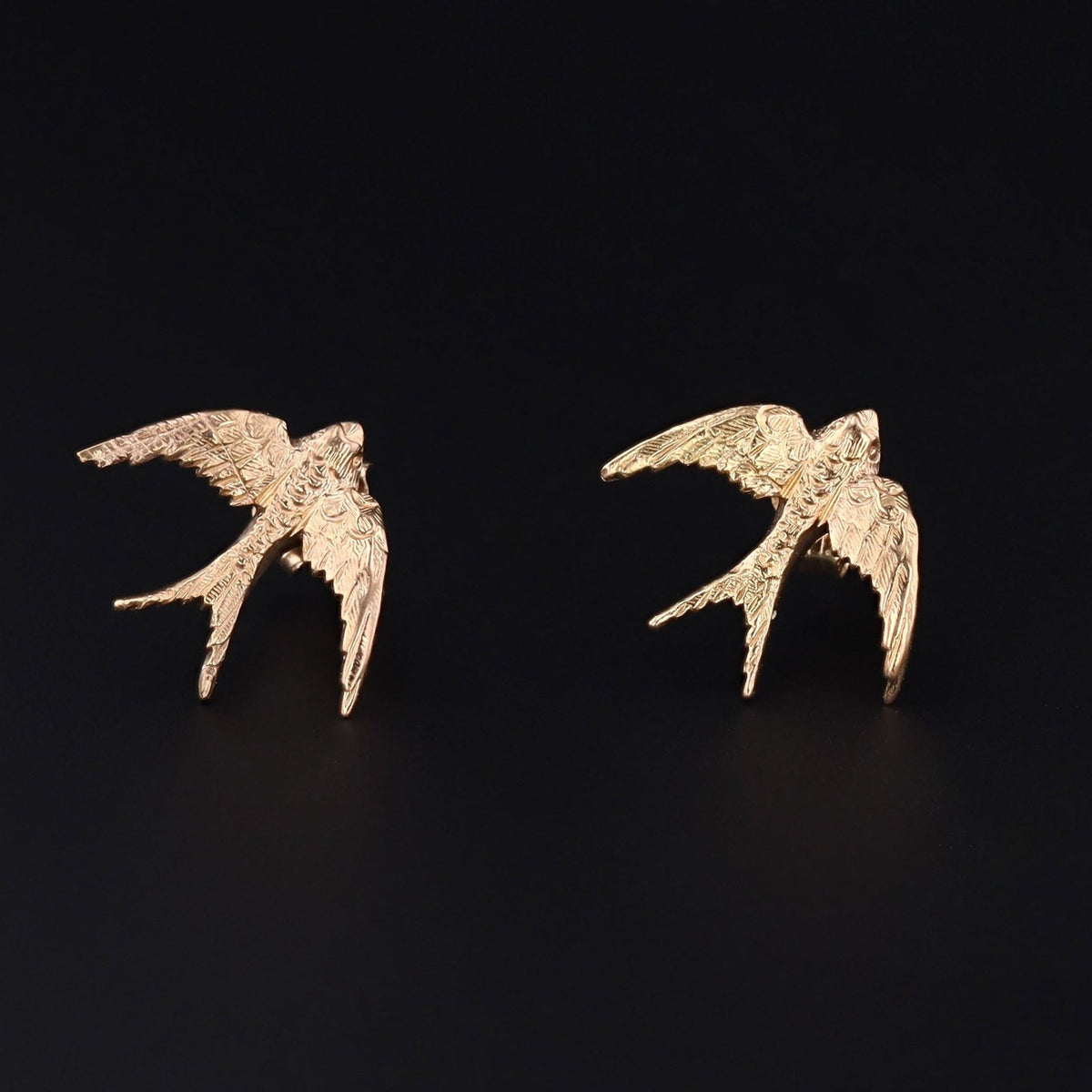 Gold Swallow Earrings | 14k Gold Swallow Bird Earrings - Trademark Antiques