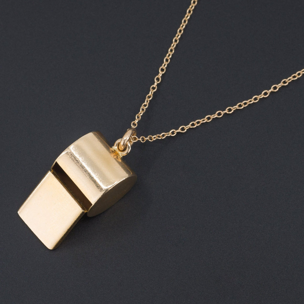 Gold Whistle | Vintage Gold Whistle Pendant - Trademark Antiques
