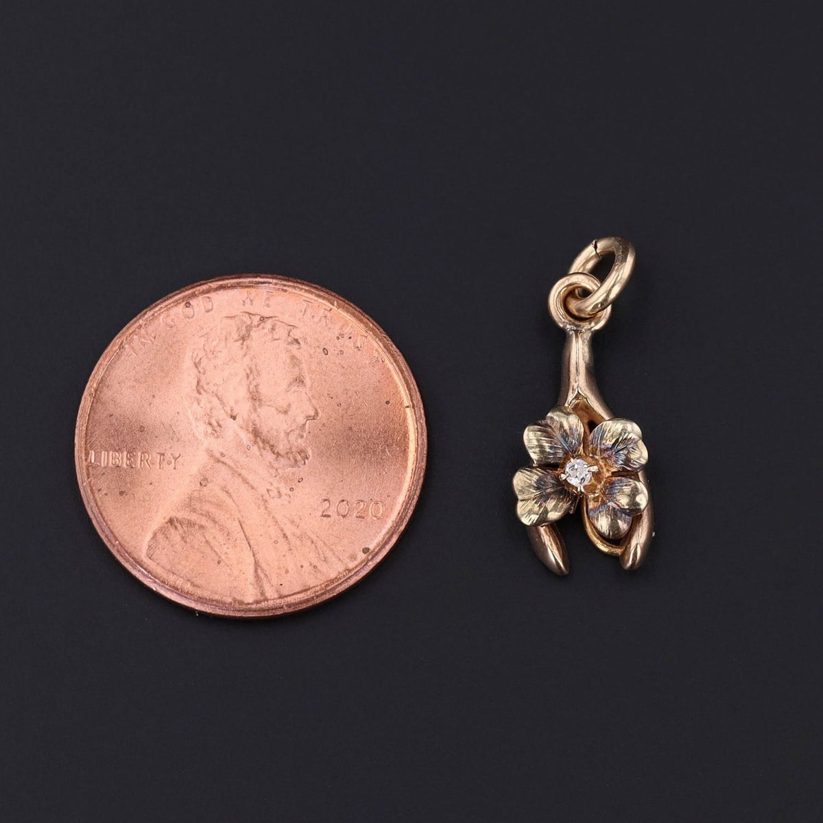 Good Luck Charm | 10k Gold &amp; Diamond Charm - Trademark Antiques