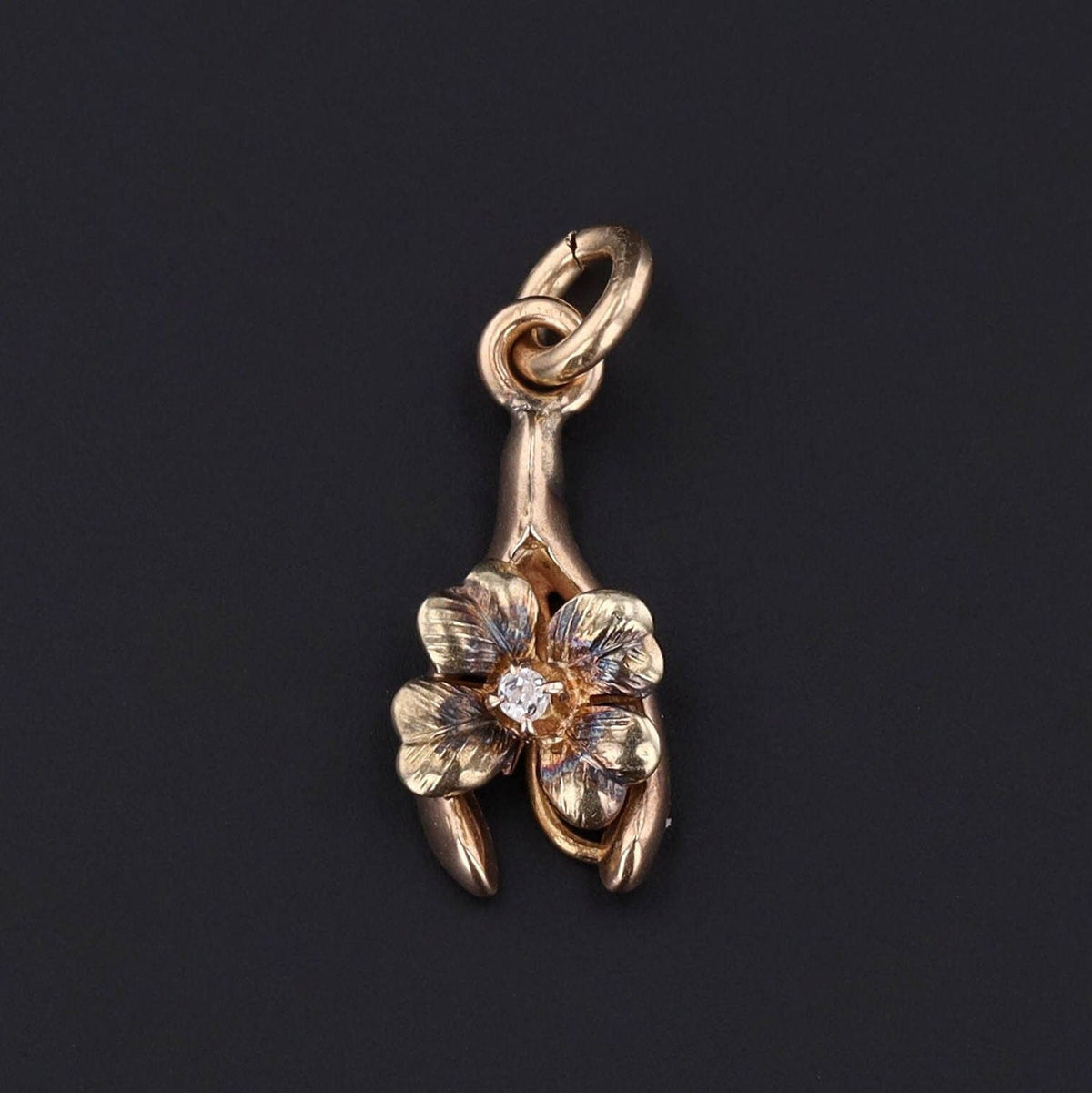 Good Luck Charm | 10k Gold &amp; Diamond Charm - Trademark Antiques