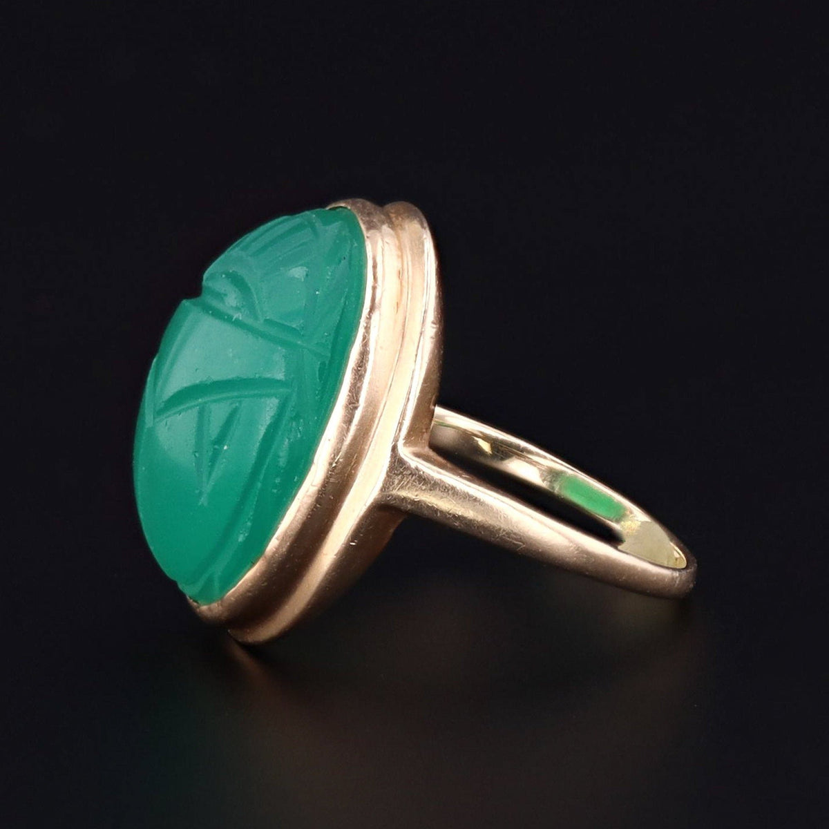 Green Agate Ring | Vintage Ring - Trademark Antiques