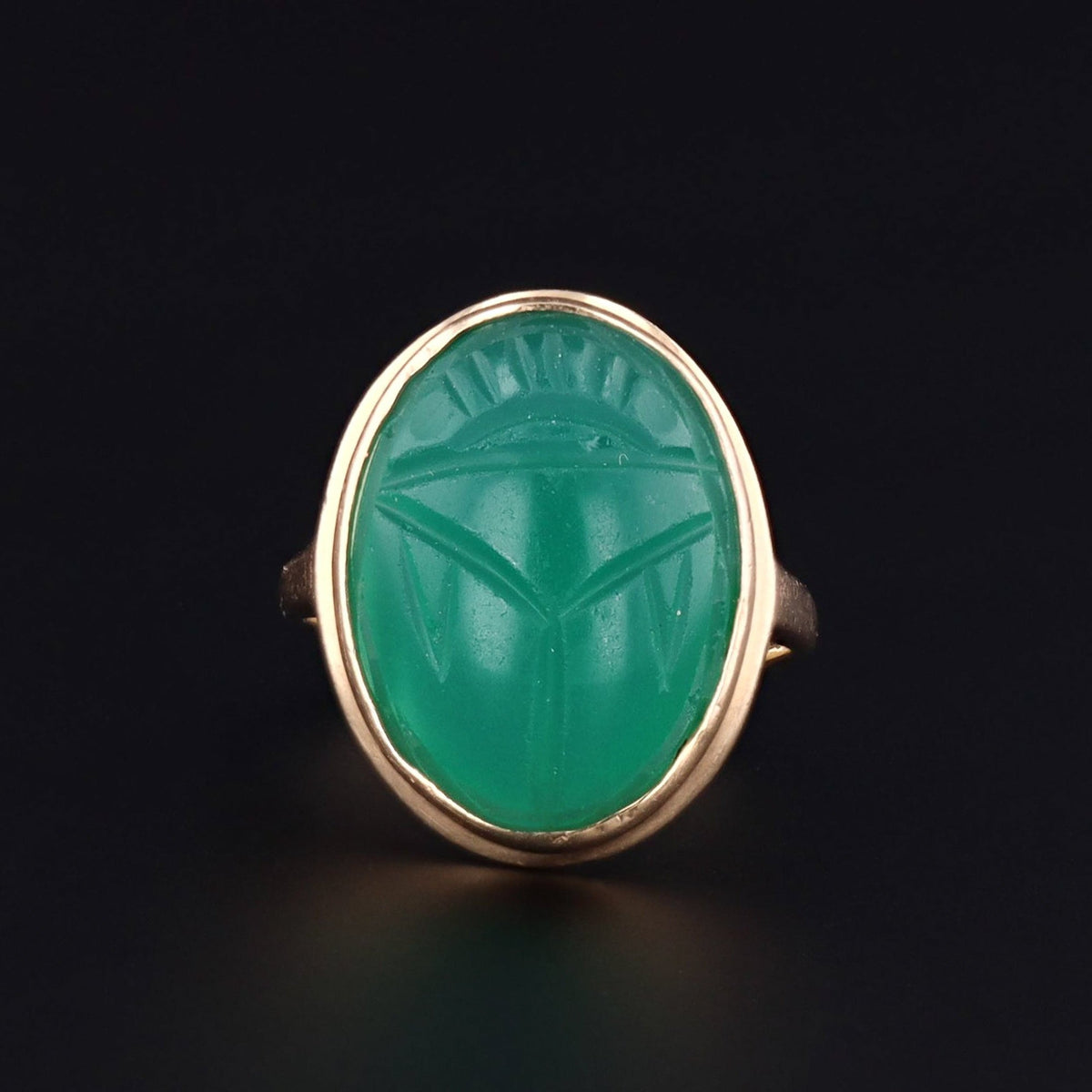 Green Agate Ring | Vintage Ring - Trademark Antiques