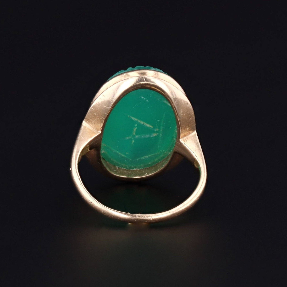 Green Agate Ring | Vintage Ring - Trademark Antiques