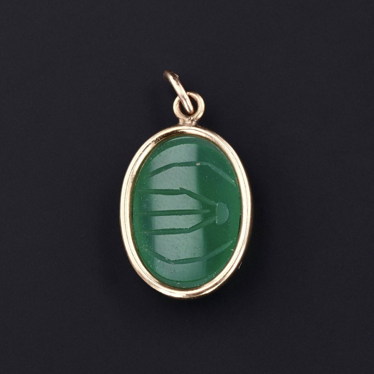Green Agate Scarab Charm | Scarab Charm - Trademark Antiques