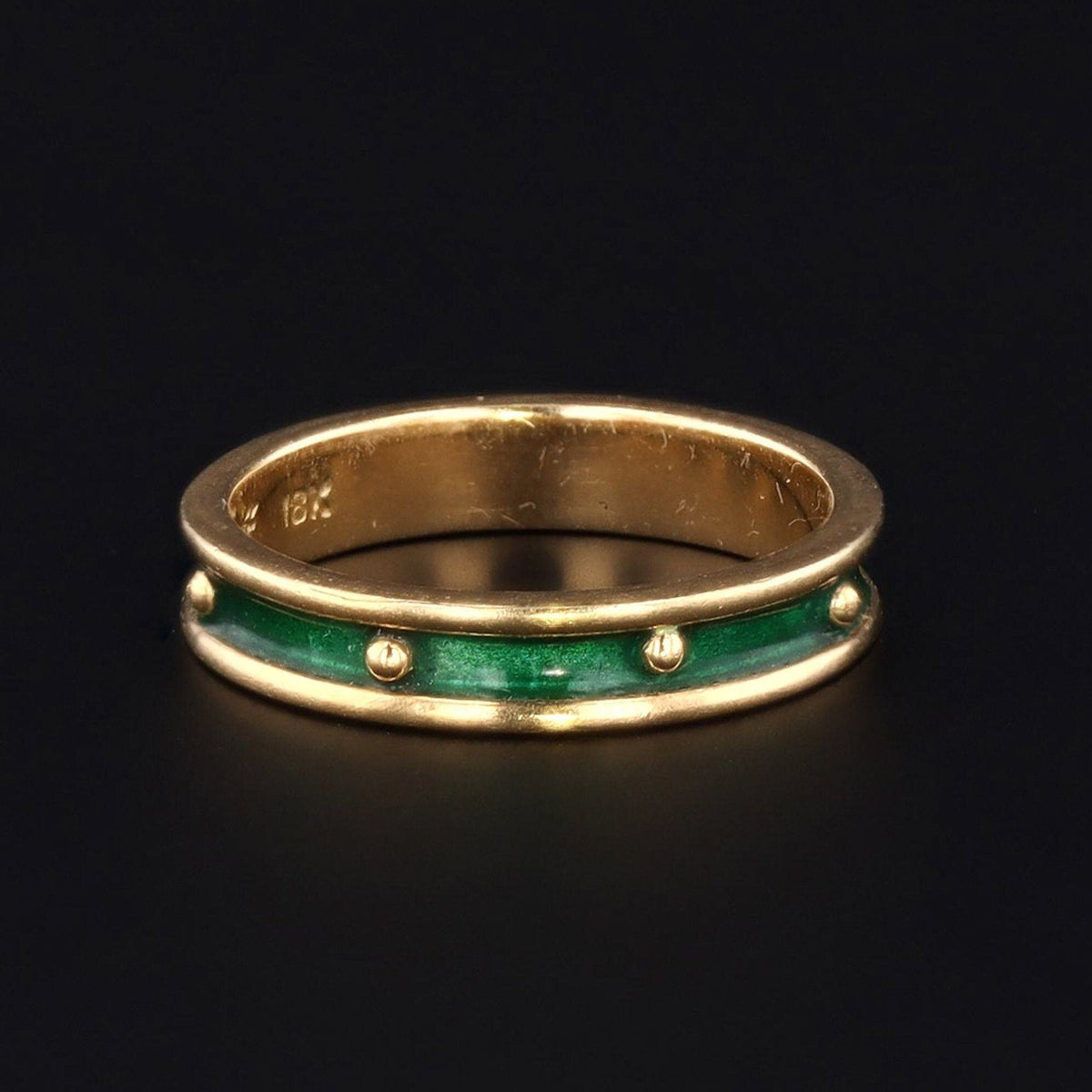 Green Enamel Band | 18k Gold &amp; Enamel Band - Trademark Antiques