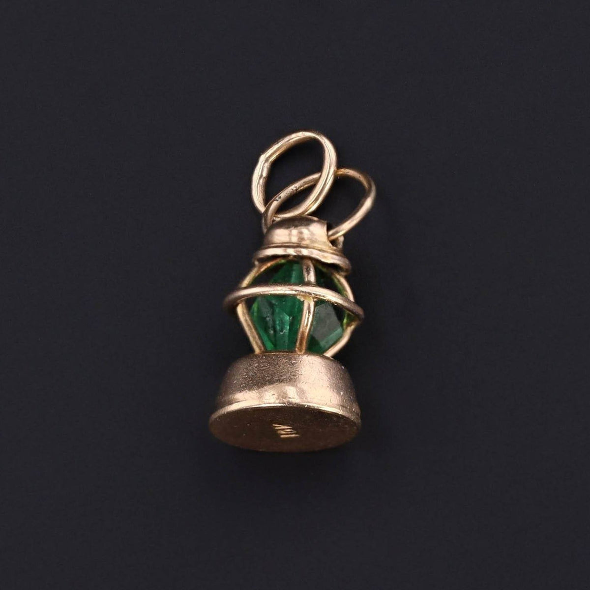 Green Lantern Charm | Vintage Lantern Charm - Trademark Antiques