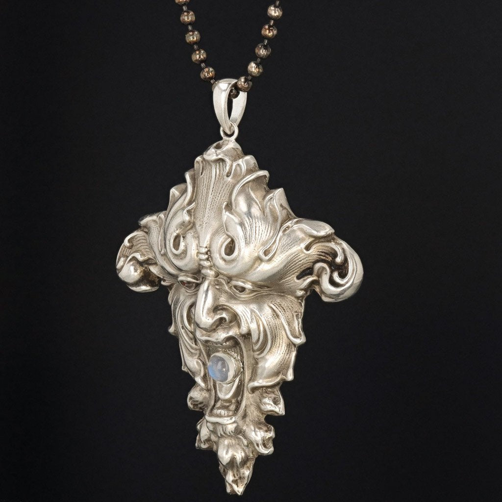 Green Man Necklace | Antique Silver Necklace - Trademark Antiques