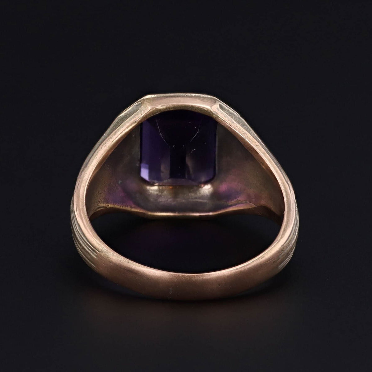 Green Man With Amethyst Ring of 14k Gold Art Nouveau Style Reproduction - Trademark Antiques