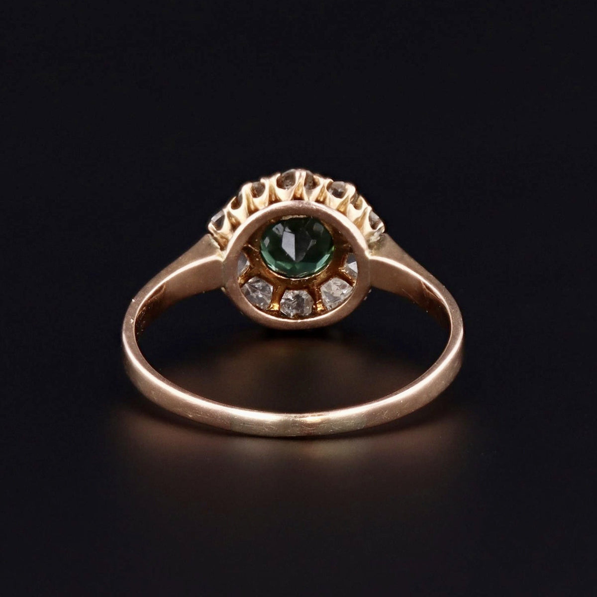 Green Tourmaline &amp; Diamond Ring | Antique Ring - Trademark Antiques