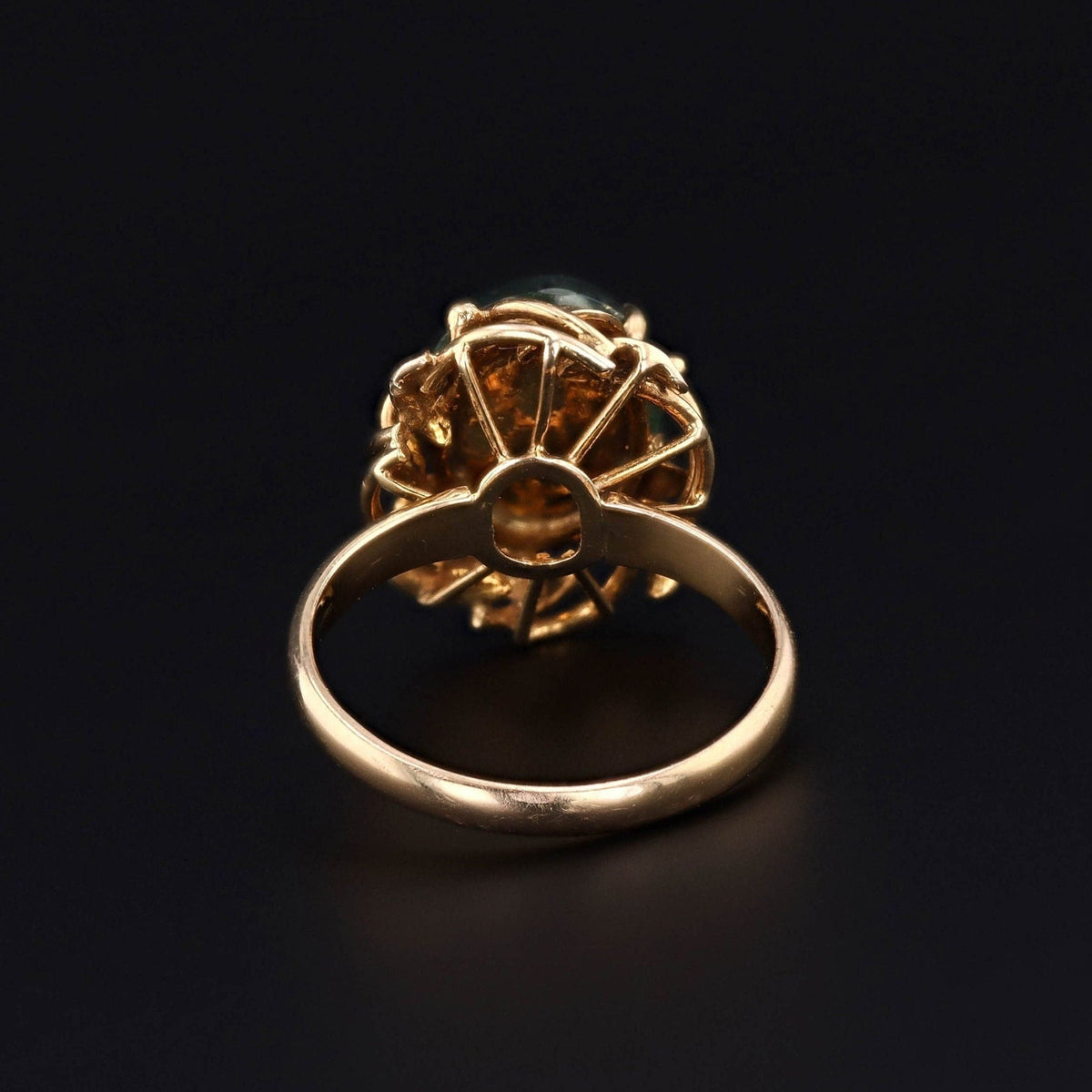 Green Tourmaline Ring | 14k Gold Tourmaline Cabochon Ring - Trademark Antiques