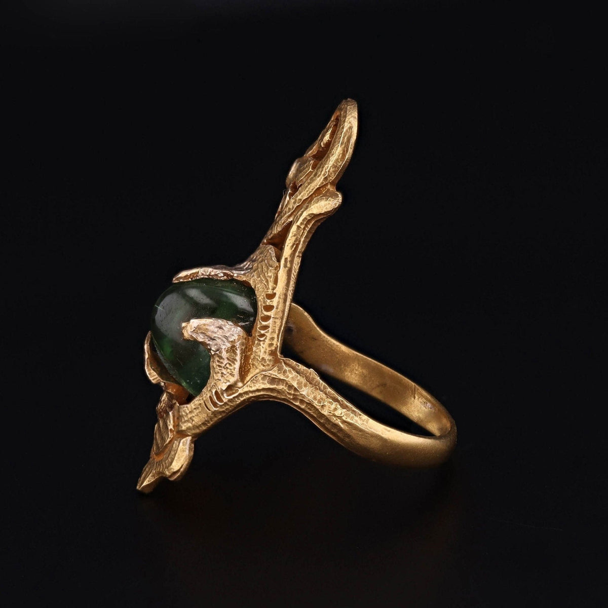 Green Tourmaline Ring | Art Nouveau Ring - Trademark Antiques