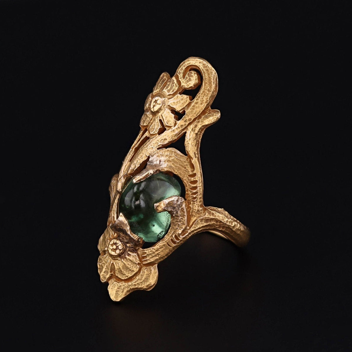 Green Tourmaline Ring | Art Nouveau Ring - Trademark Antiques