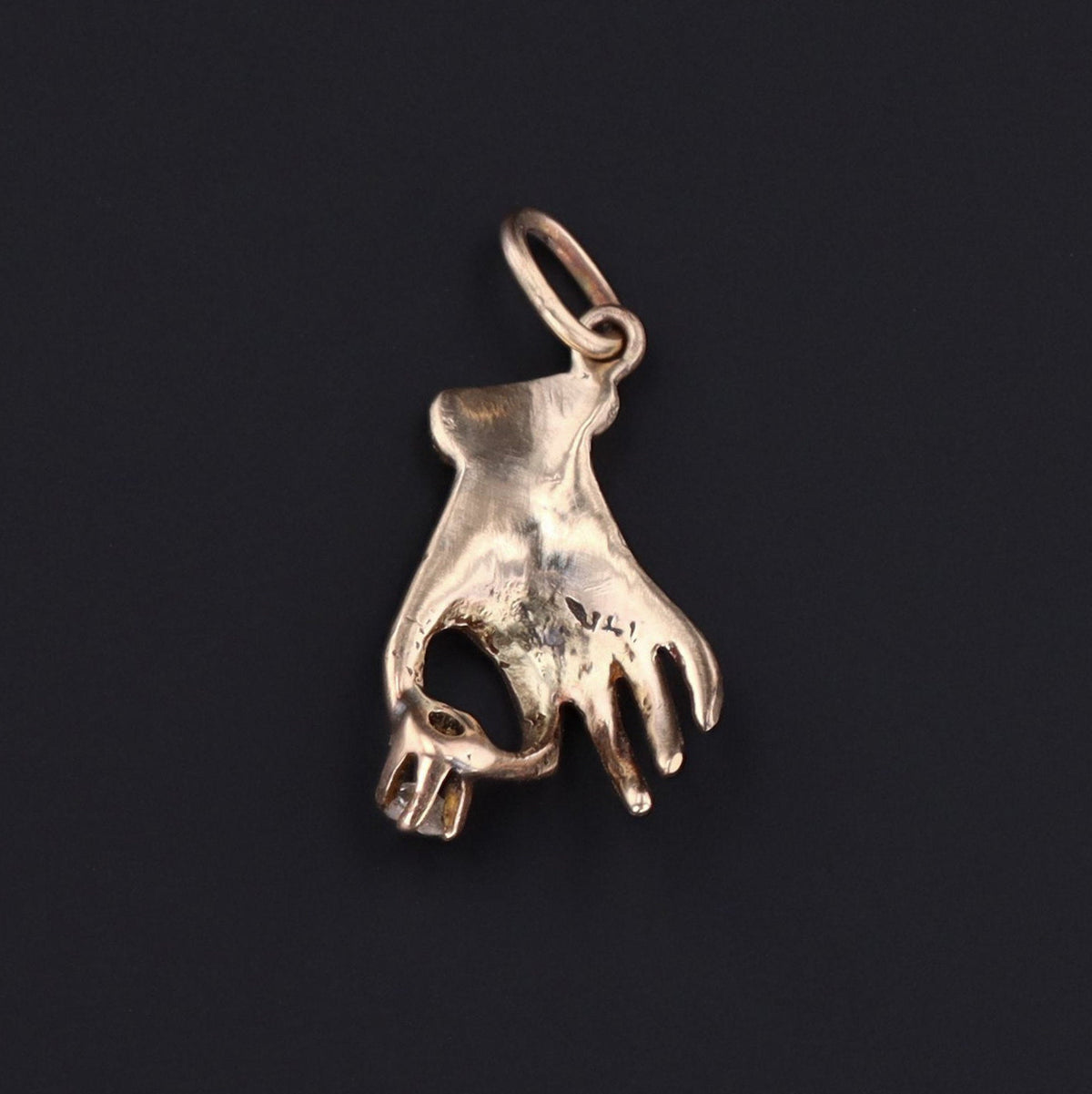 Hand Holding Diamond Charm | 14k Gold Charm - Trademark Antiques