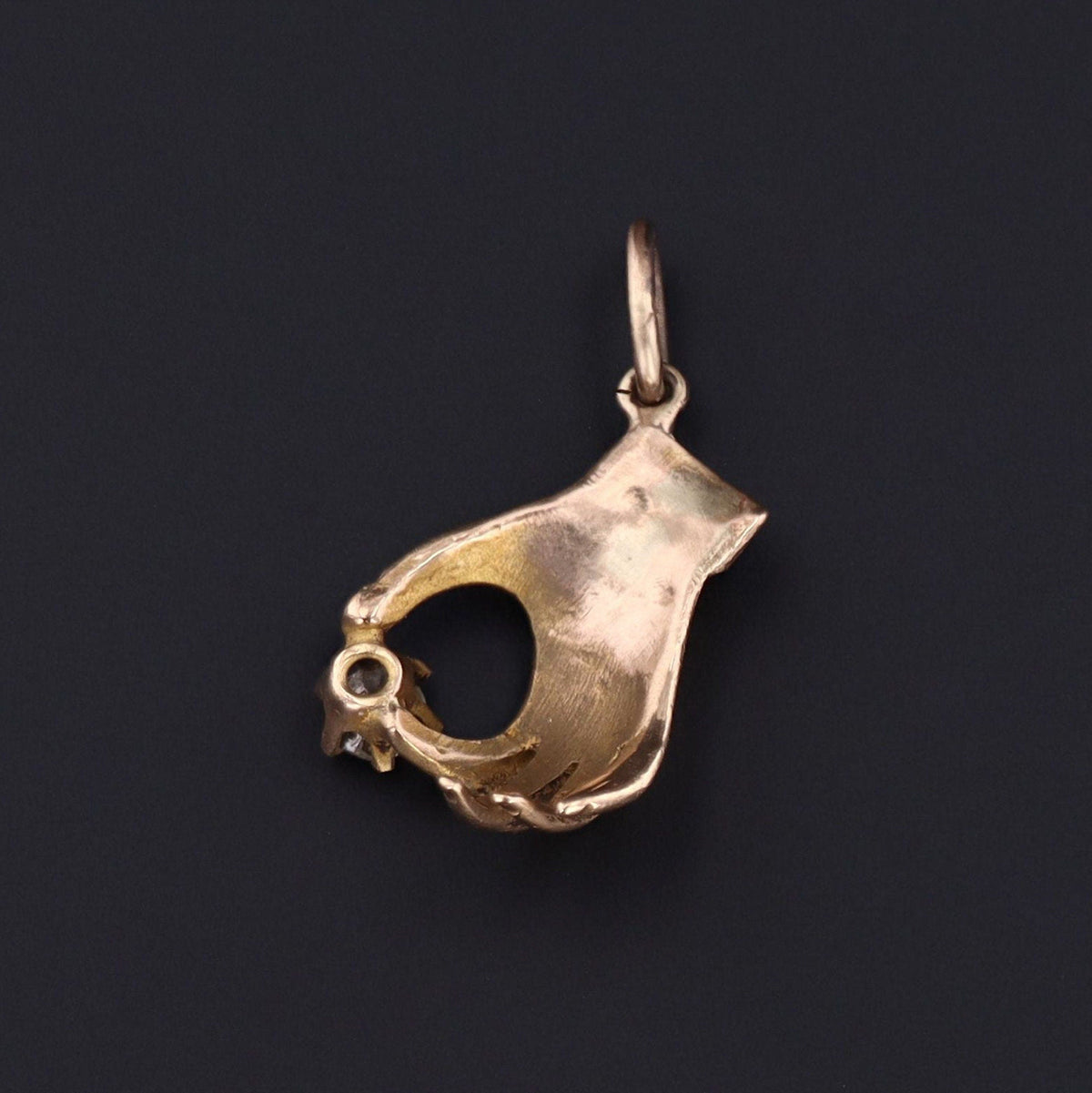 Hand Holding Diamond Charm | 14k Gold Charm - Trademark Antiques