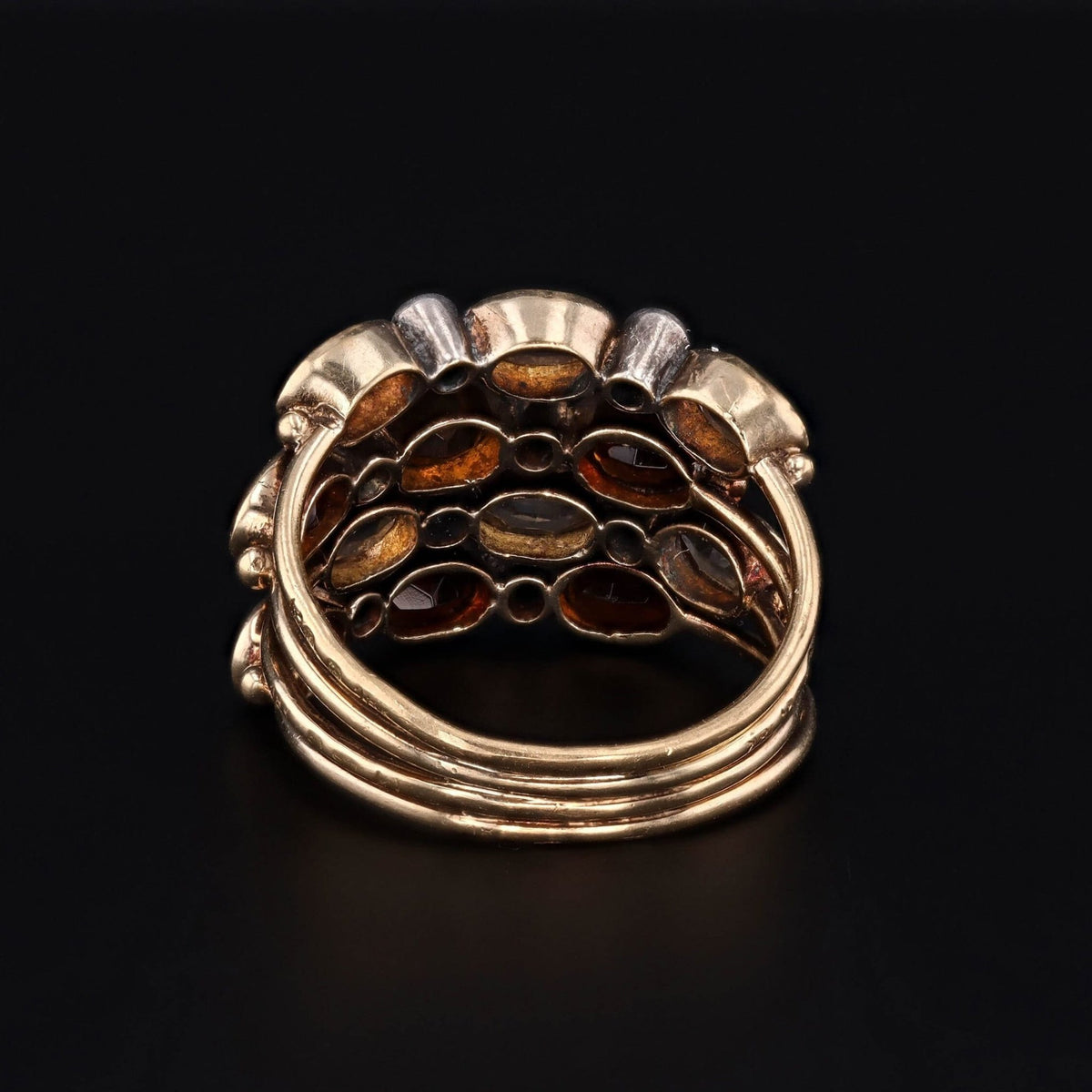 Harem Ring | 18k Gold Citrine &amp; Diamond Ring - Trademark Antiques
