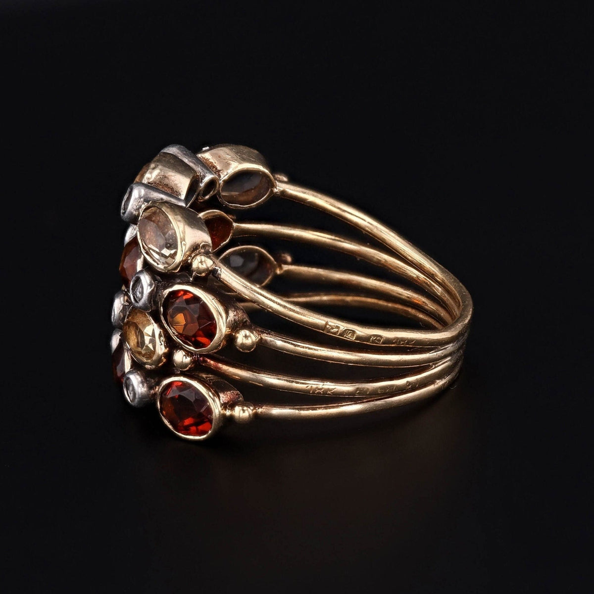 Harem Ring | 18k Gold Citrine &amp; Diamond Ring - Trademark Antiques