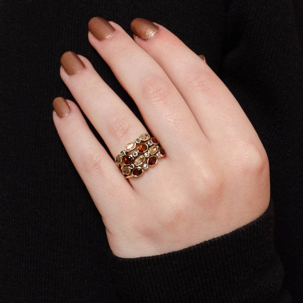 Harem Ring | 18k Gold Citrine &amp; Diamond Ring - Trademark Antiques