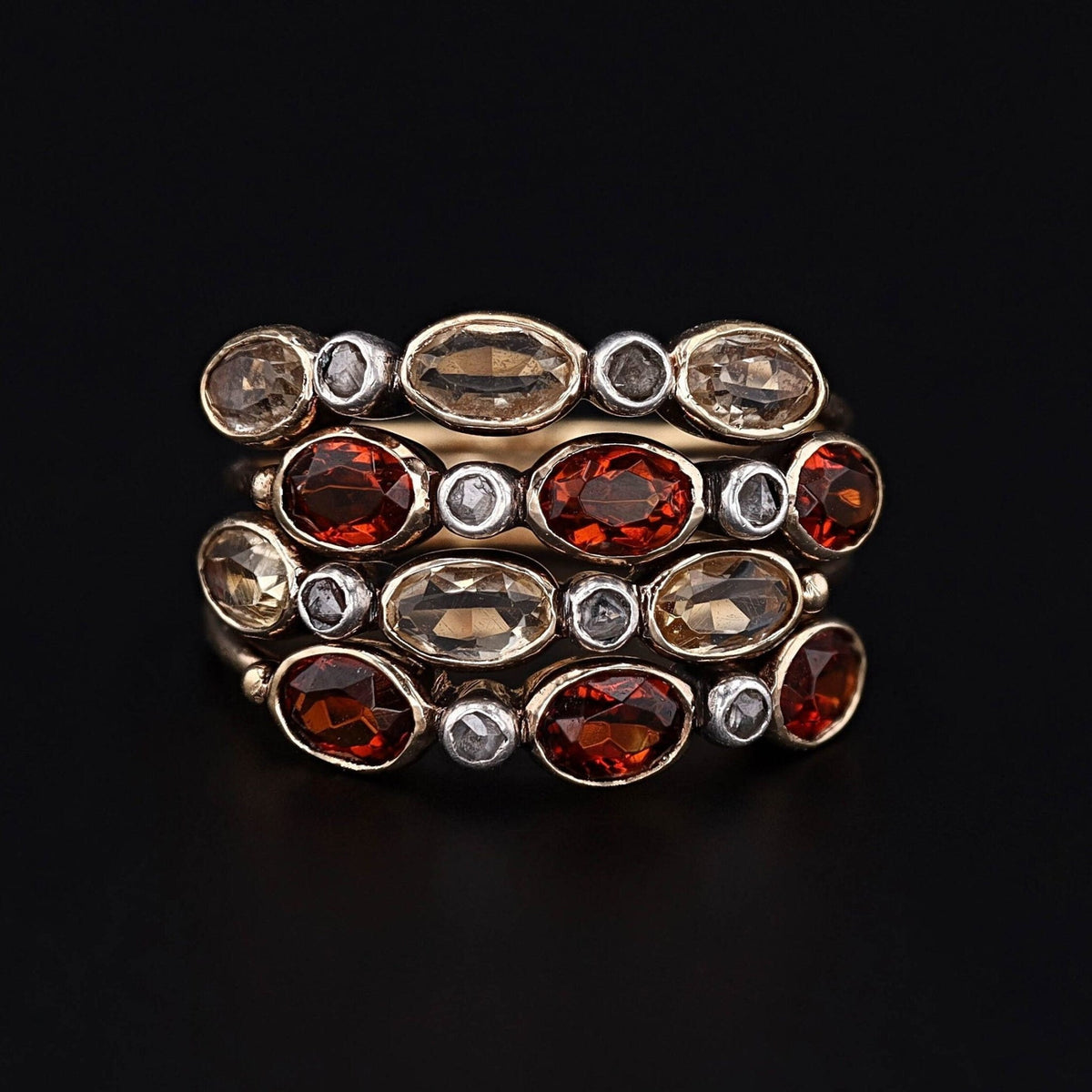Harem Ring | 18k Gold Citrine &amp; Diamond Ring - Trademark Antiques