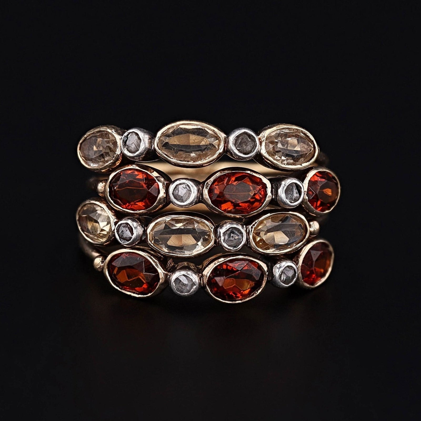Harem Ring | 18k Gold Citrine & Diamond Ring - Trademark Antiques