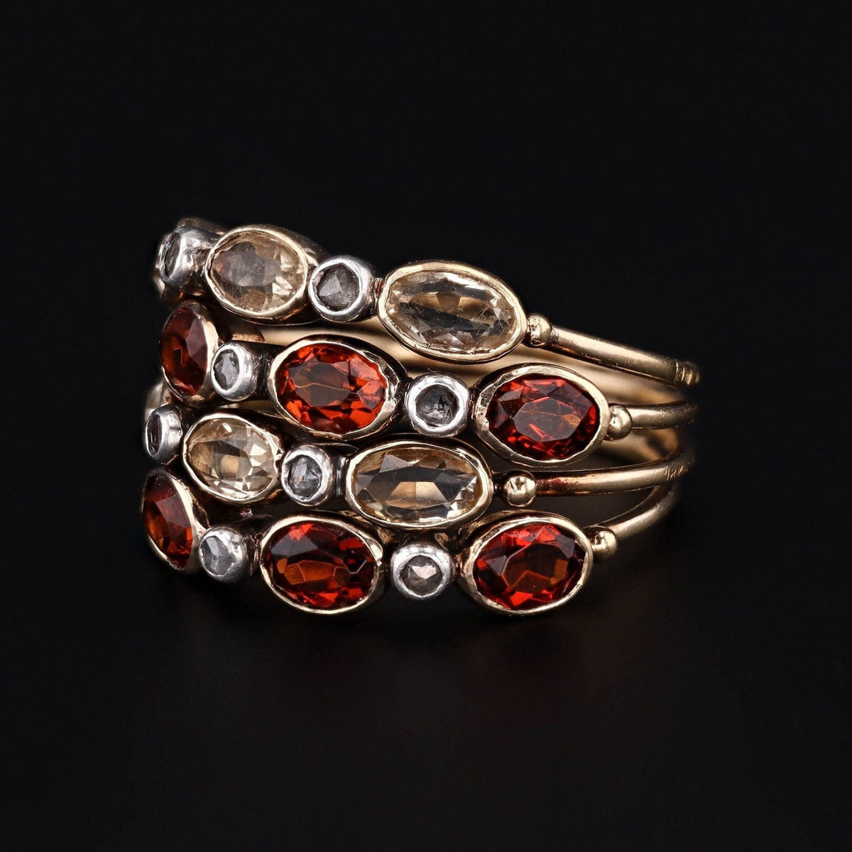 Harem Ring | 18k Gold Citrine &amp; Diamond Ring - Trademark Antiques