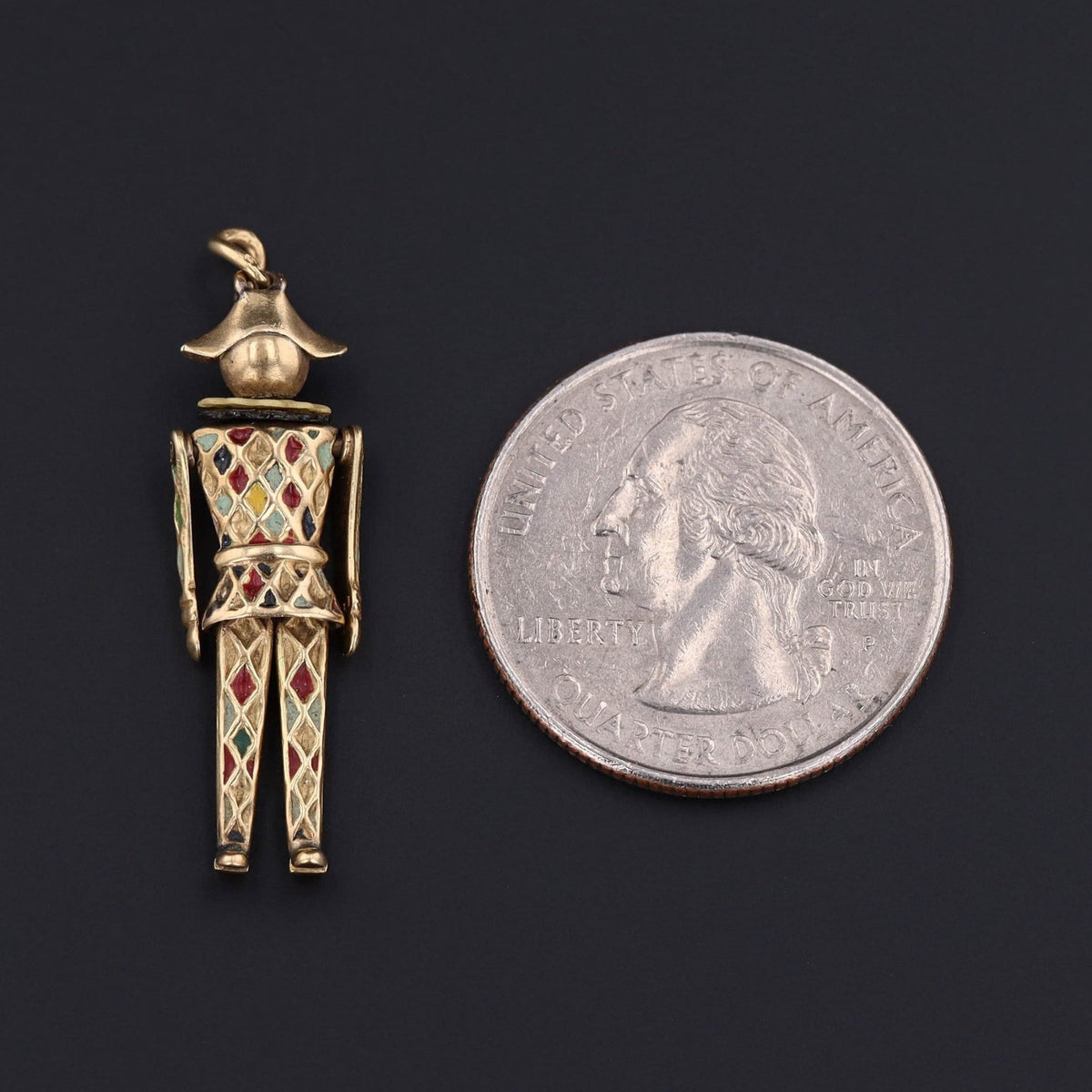 Harlequin Pendant | 14k Gold &amp; Enamel Pendant - Trademark Antiques
