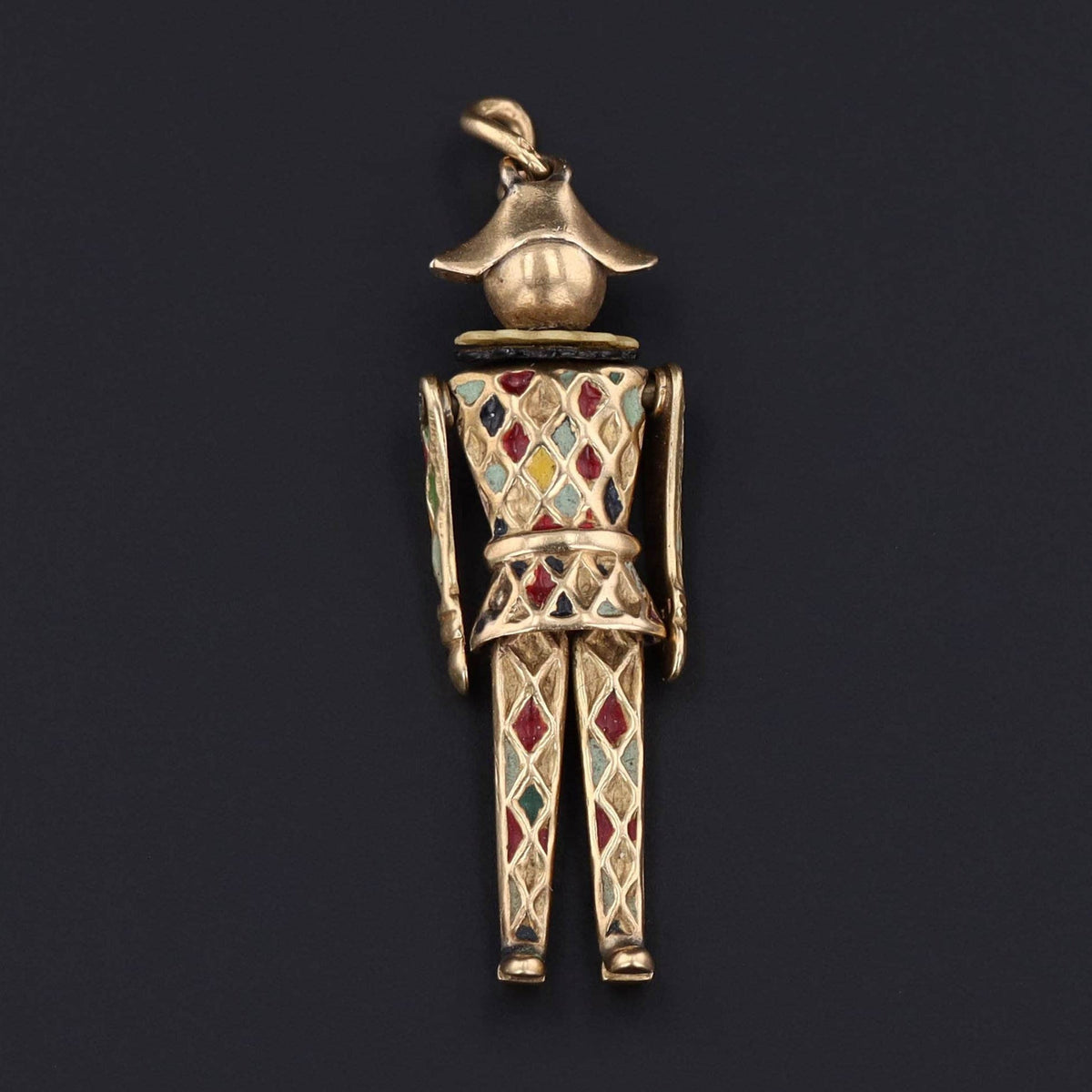 Harlequin Pendant | 14k Gold &amp; Enamel Pendant - Trademark Antiques