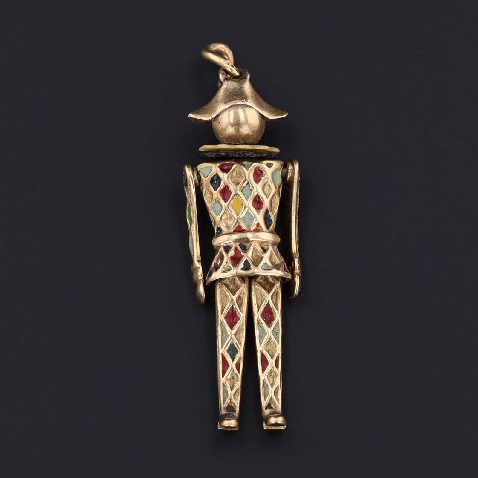 Harlequin Pendant | 14k Gold & Enamel Pendant - Trademark Antiques