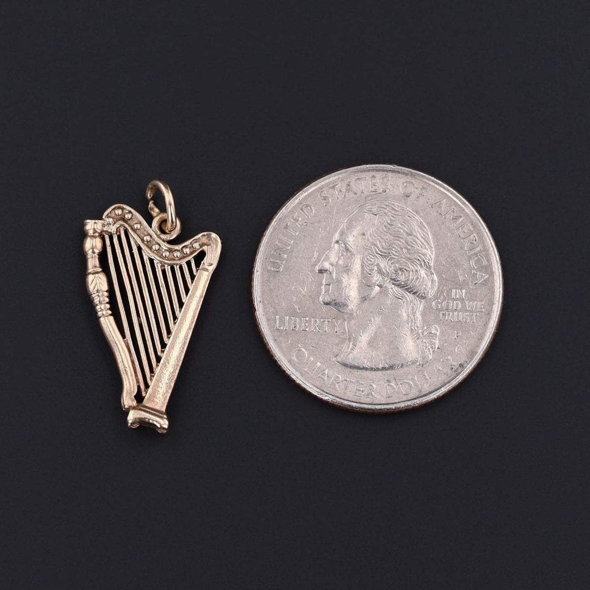 Harp Pendant | 9ct Gold Pendant - Trademark Antiques