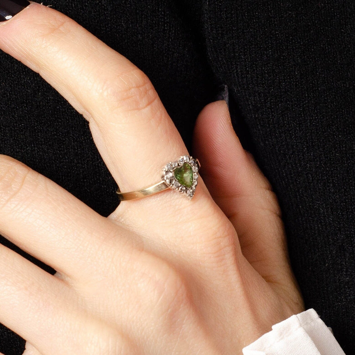 Heart Ring | Tourmaline &amp; Diamond Heart Ring - Trademark Antiques