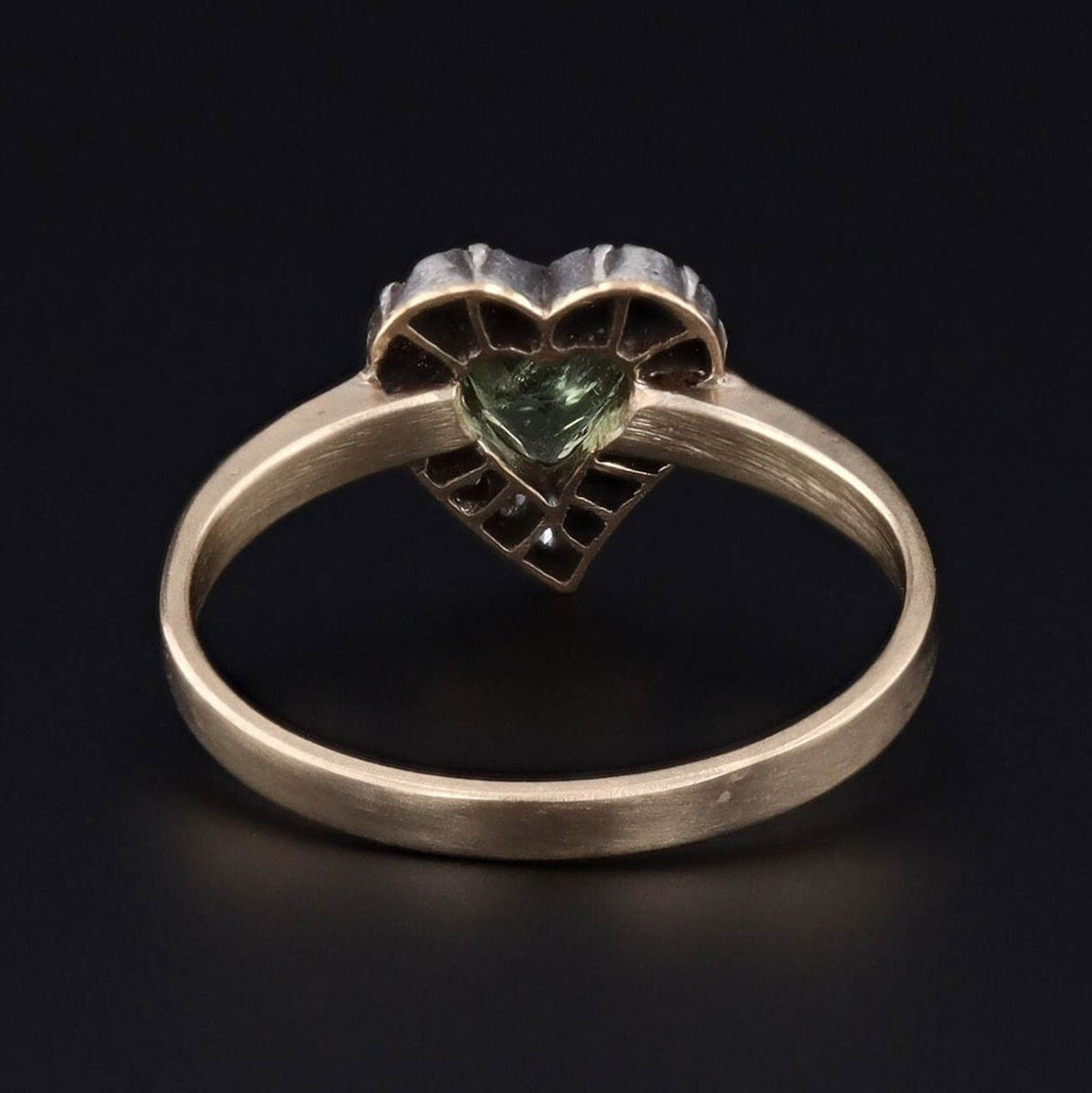 Heart Ring | Tourmaline &amp; Diamond Heart Ring - Trademark Antiques