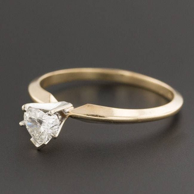 Heart Shaped Diamond Ring | Vintage 14k Gold &amp; Diamond Ring - Trademark Antiques