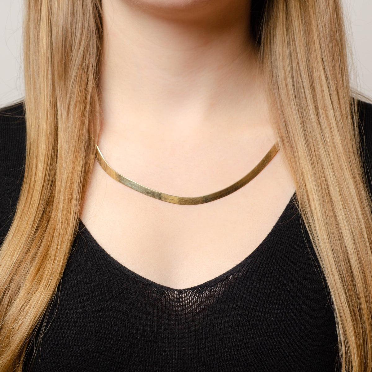 Herringbone Chain | Gold Necklace - Trademark Antiques