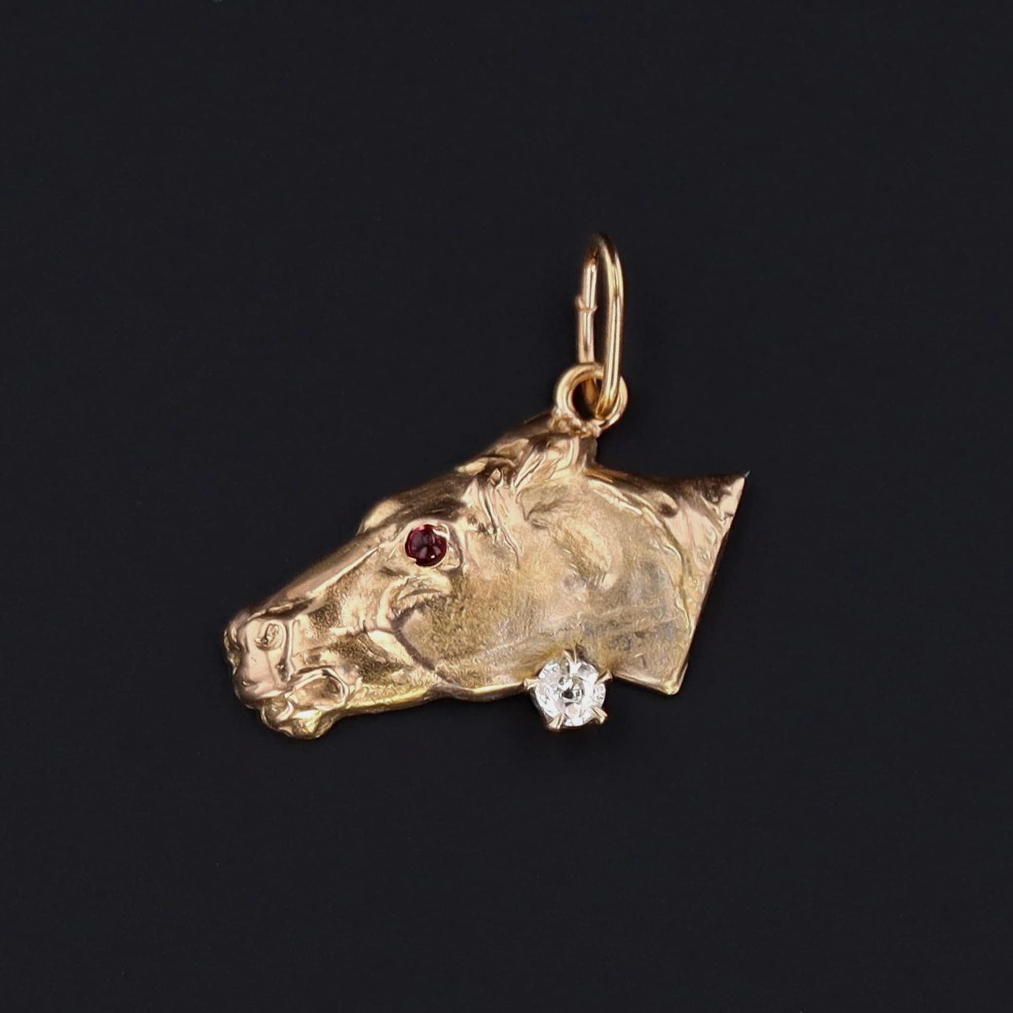 Horse Head Charm or Pendant | 14k Gold Horse Charm - Trademark Antiques