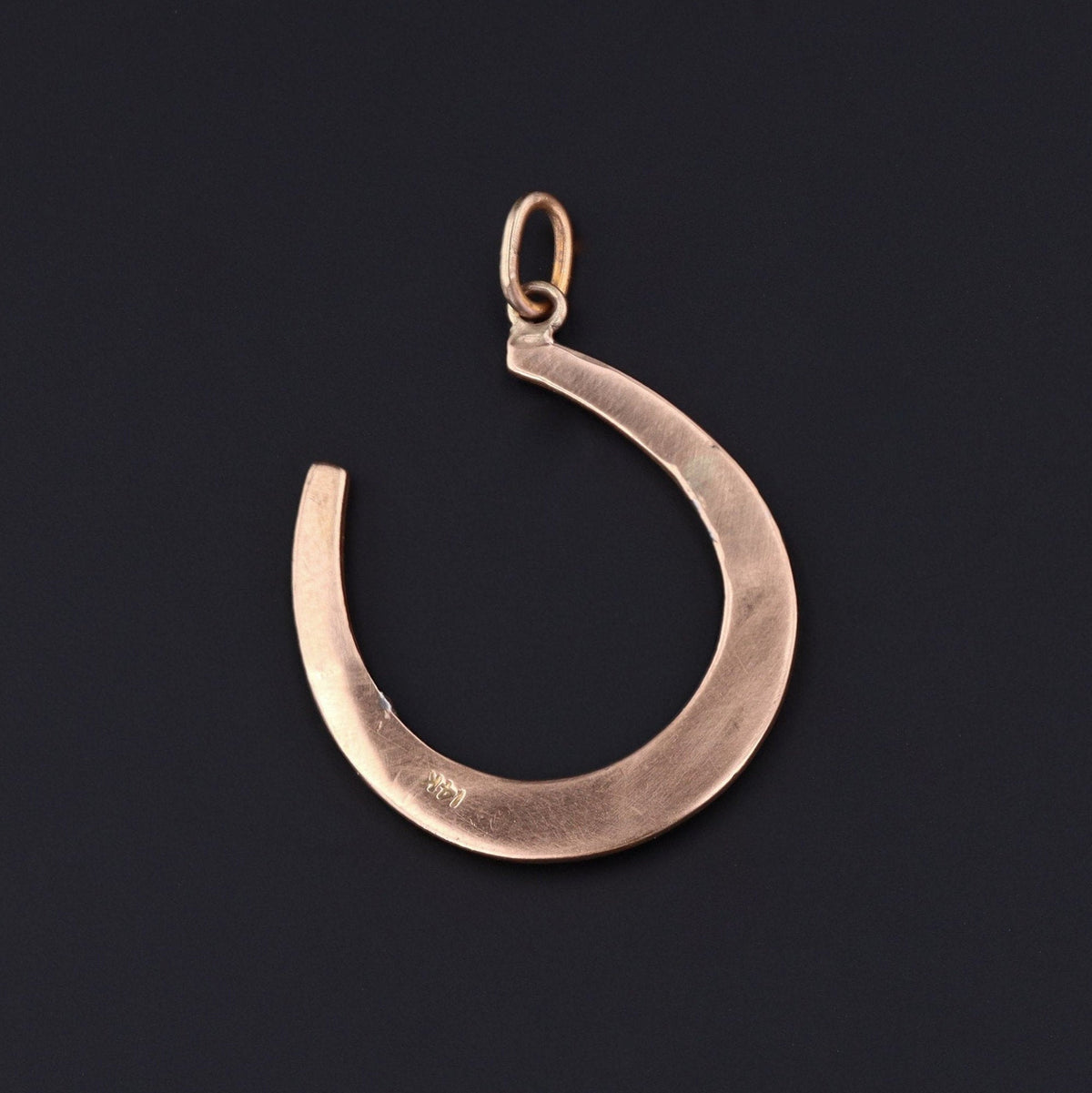 Horseshoe Pendant | 14k Gold &amp; Pearl Horseshoe Pendant - Trademark Antiques