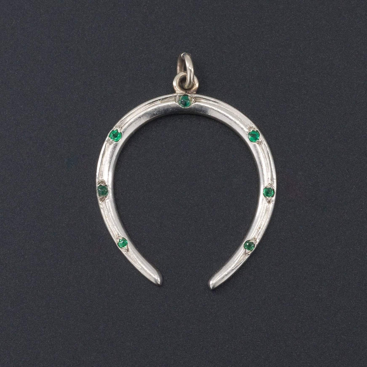 Horseshoe Pendant | Platinum Topped 14k Gold Pendant - Trademark Antiques