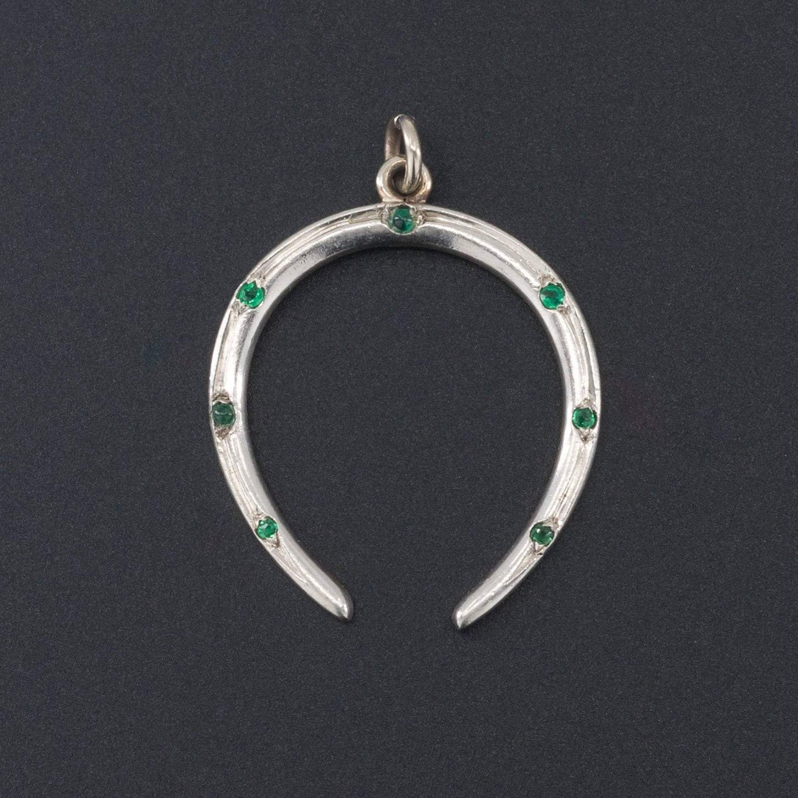 Horseshoe Pendant | Platinum Topped 14k Gold Pendant - Trademark Antiques