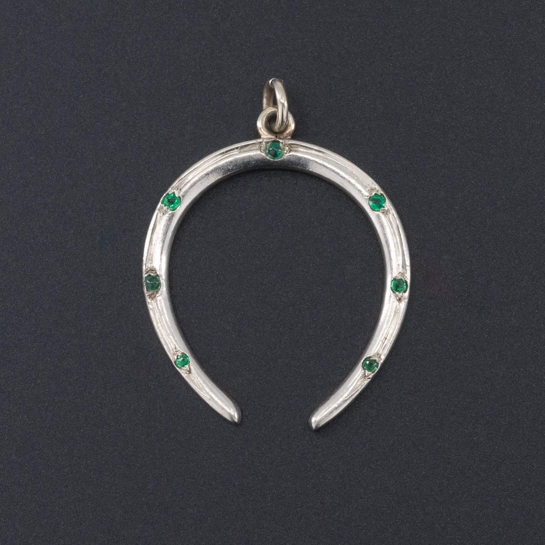 Horseshoe Pendant | Platinum Topped 14k Gold Pendant - Trademark Antiques